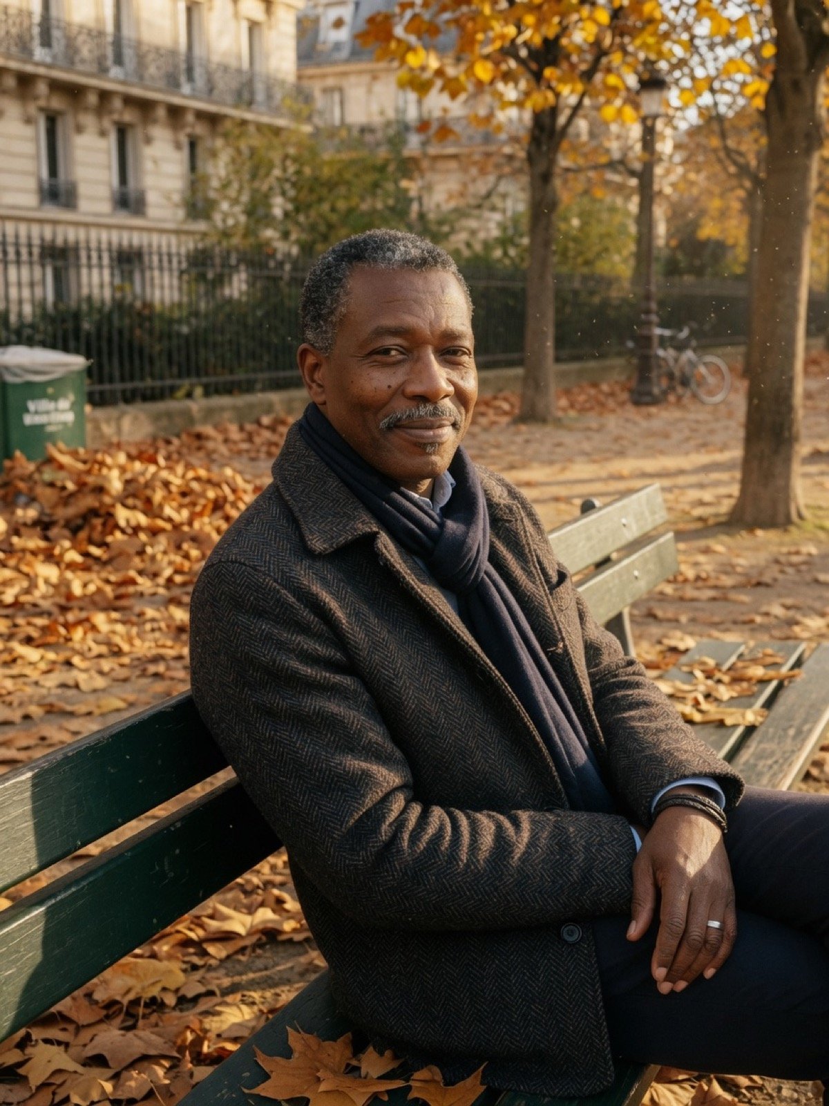 Homme sur un banc, automne